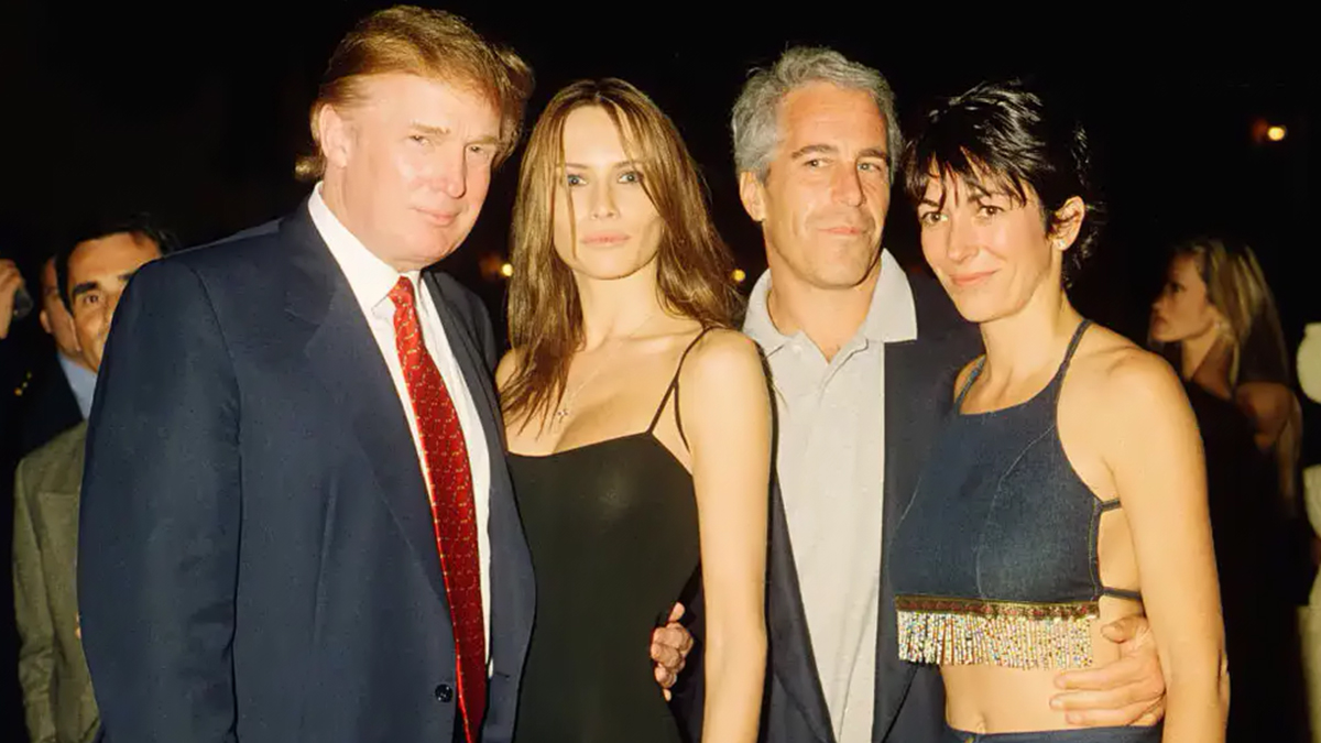 Donald Trump with wife Melania Trump, Jeffrey Epstein and Ghislaine Maxwell. Davidoff Studios/Getty Images